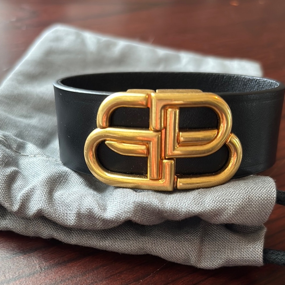 Balenciaga Black Bracelet with Gold Clasp
